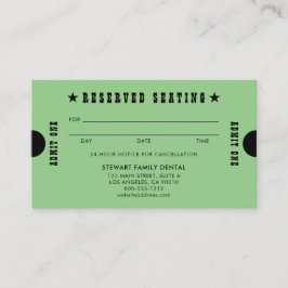 Groen  Gereserveerde Zitplaatsen Tandheelkundige A Afsprakenkaartje