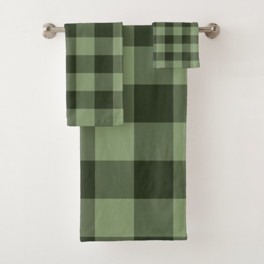 Groen geruit bosruitpatroon bad handdoek (Insitu)