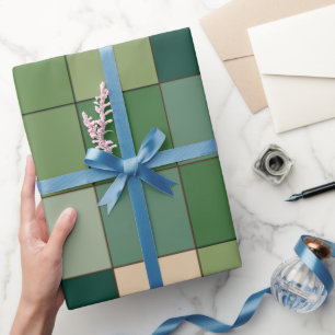Groen geruit cadeaupapier
