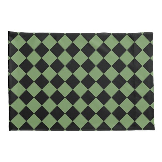 Groen geruit diamantpatroon kussensloop (Achterkant-Rechts)