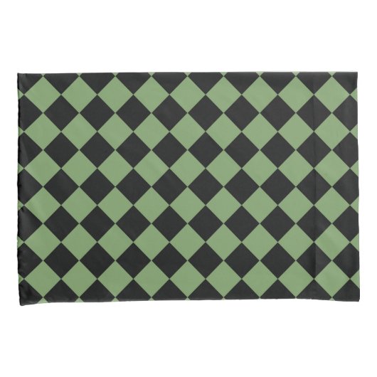 Groen geruit diamantpatroon kussensloop (Voorkant-Rechts)