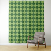 Groen geruit diamantpatroon wandkleed (In situ)