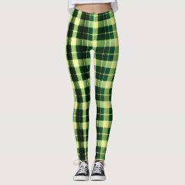 Groen geruit gaas geometrisch patroon leggings