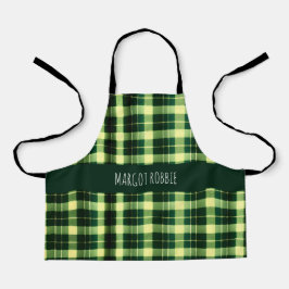 Groen geruit gaas geometrisch patroon schort
