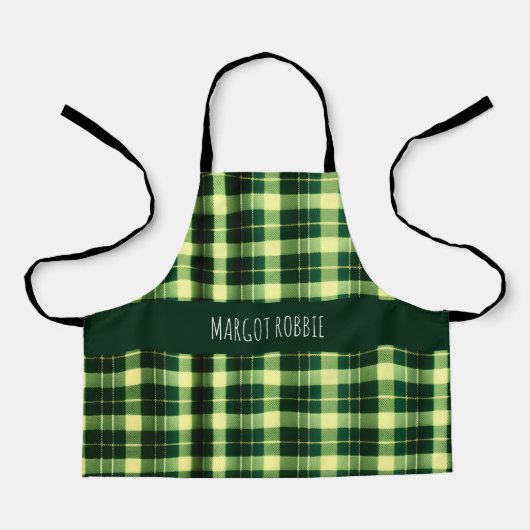 Groen geruit gaas geometrisch patroon schort (Voorkant)