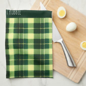 Groen geruit gaas geometrisch patroon theedoek (Quarter Fold)