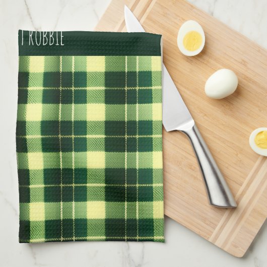 Groen geruit gaas geometrisch patroon theedoek (Quarter Fold)