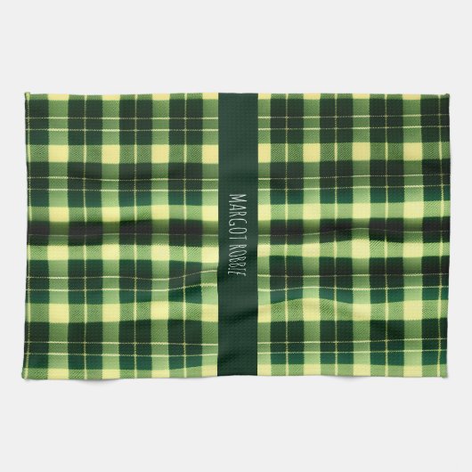 Groen geruit gaas geometrisch patroon theedoek (Horizontaal)