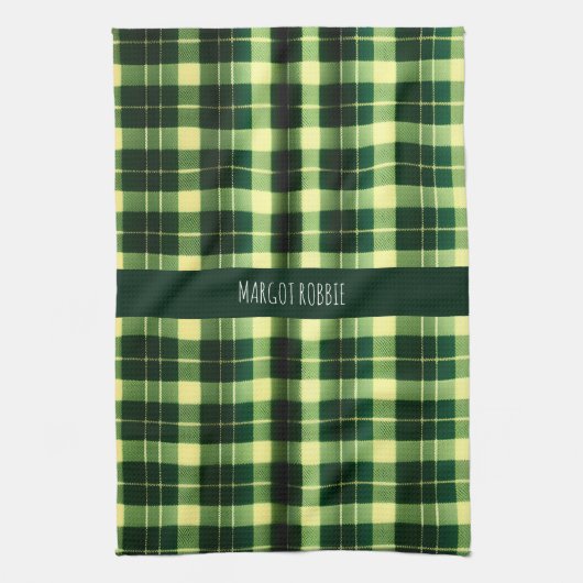 Groen geruit gaas geometrisch patroon theedoek (Verticaal)