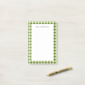 Groen geruit gepersonaliseerd post-it® notes (Op bureau)