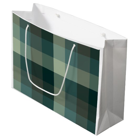 Groen geruit geruit ontwerp groot cadeauzakje (Voorkant Gekanteld)