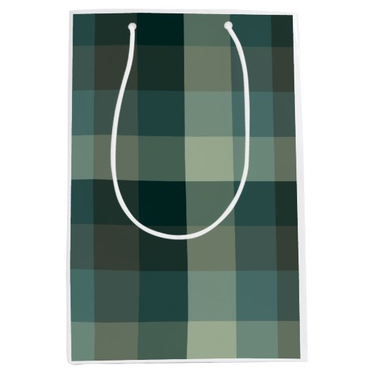 Groen geruit geruit ontwerp medium cadeauzakje (Voorkant)