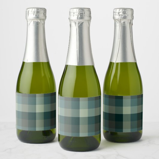 Groen geruit geruit ontwerp sparkling wijnetiket (Flessen)