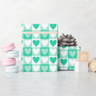 Groen geruit hartzakpapier cadeaupapier