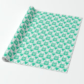 Groen geruit hartzakpapier cadeaupapier (Uitgerold)