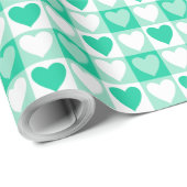 Groen geruit hartzakpapier cadeaupapier (Rol Hoek)