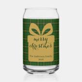 Groen geruit kerstfeestpatroon - blikvorm glas (Voorkant)