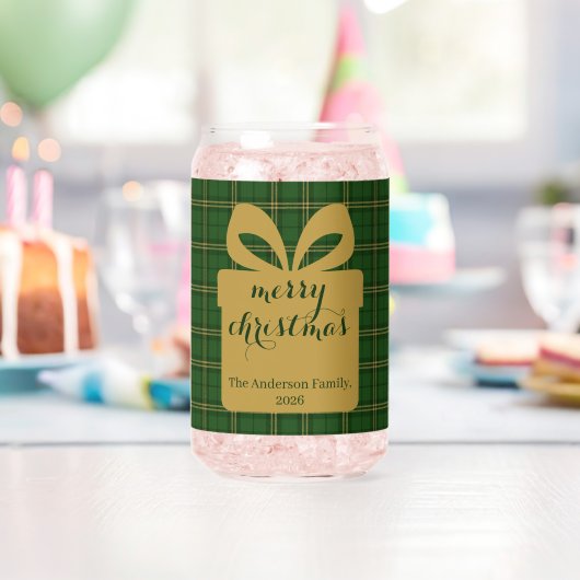 Groen geruit kerstfeestpatroon - blikvorm glas (Insitu (Verjaardag))