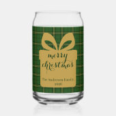 Groen geruit kerstfeestpatroon - blikvorm glas (Achterkant)