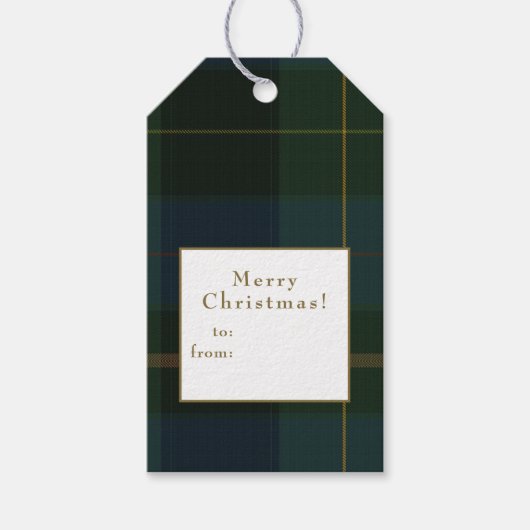 Groen geruit Kerstmis Cadeaulabel (Voorkant)