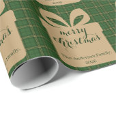 Groen geruit Kerstmis Festive Patroon -  Cadeaupapier (Rol Hoek)