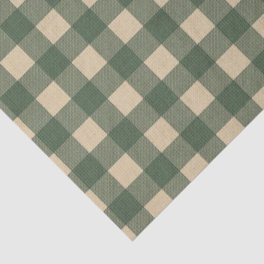 Groen geruit landelijk land tissuepapier (Detail)