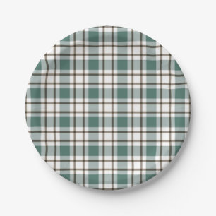 groen geruit licht tartan patroon papieren bordje