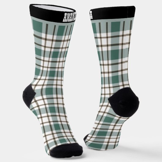 groen geruit licht tartan patroon sokken (Gebogen)