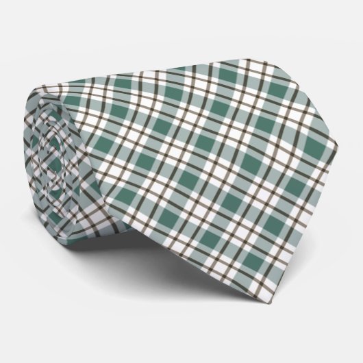groen geruit licht tartan patroon stropdas (Opgerold)