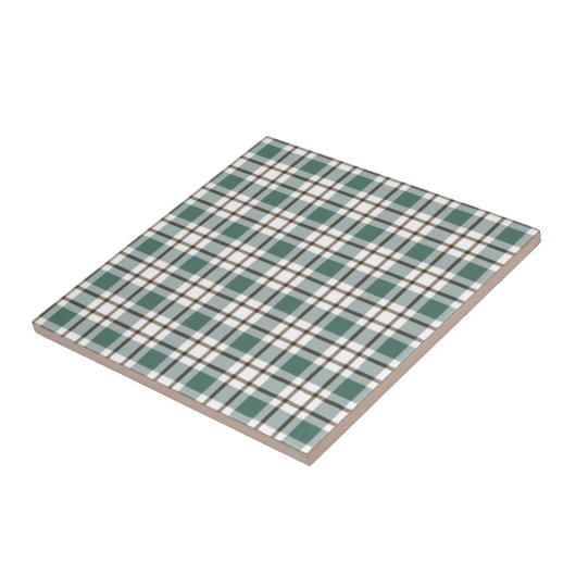 groen geruit licht tartan patroon tegeltje (Zijkant)