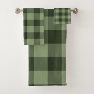 Groen Geruit Vierkant Patroon Bad Handdoek