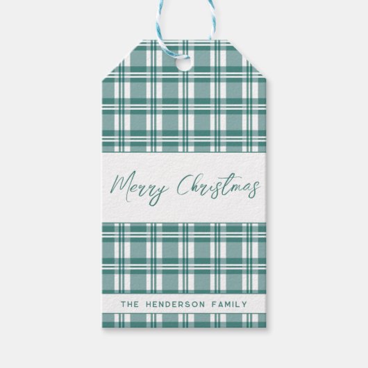 Groen geruit | Vrolijk kerstfeest Cadeaulabel (Voorkant)