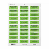 Groen geruite Check Naam Retouradres Labels (Full Sheet)