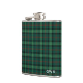 Groen geruite Clan Ross Jacht Tartan Monogram Heupfles (Links)
