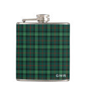 Groen geruite Clan Ross Jacht Tartan Monogram Heupfles (Voorkant)