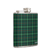 Groen geruite Clan Ross Jacht Tartan Monogram Heupfles (Rechts)
