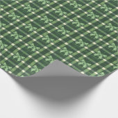 Groen geruite Coquette Bow Christmas Cadeaupapier (Hoek)