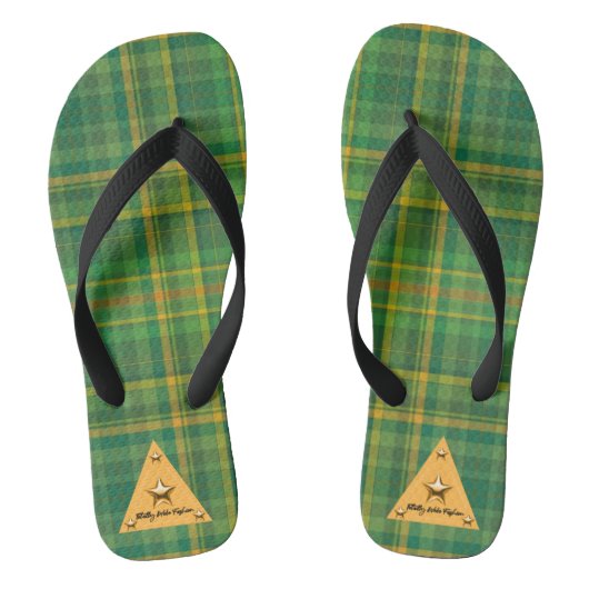 Groen geruite flip flop (Voetbed)