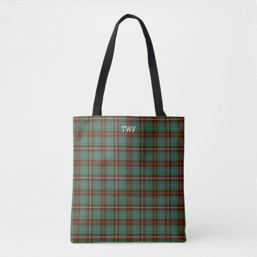 Groen geruite Fraser Jacht Tartan Monogram Tote Bag (Voorkant)