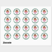 Groen geruite gebakken met liefde kerst cupcakes ronde sticker (Vel)