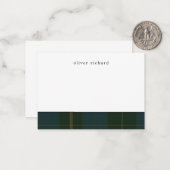 Groen geruite gepersonaliseerde briefpapier notiti notitiekaartje (Voorkant / Achterkant in situ)