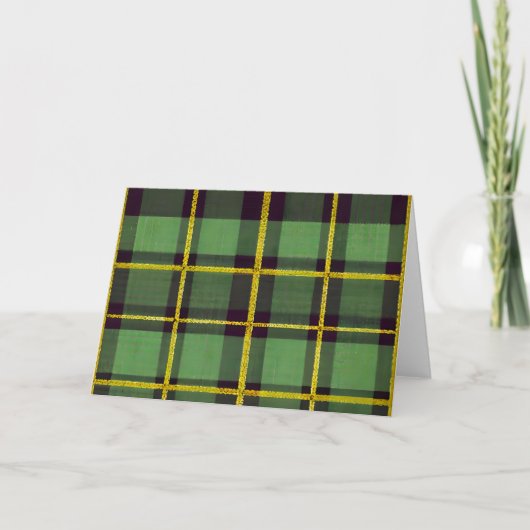 Groen geruite geruit tartan gevouwen notitie Kaart (Voorkant)