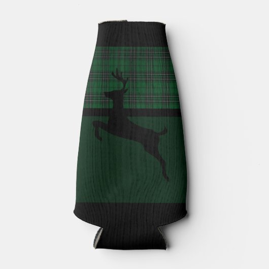 Groen geruite herten flesjeskoeler (Voorkant)