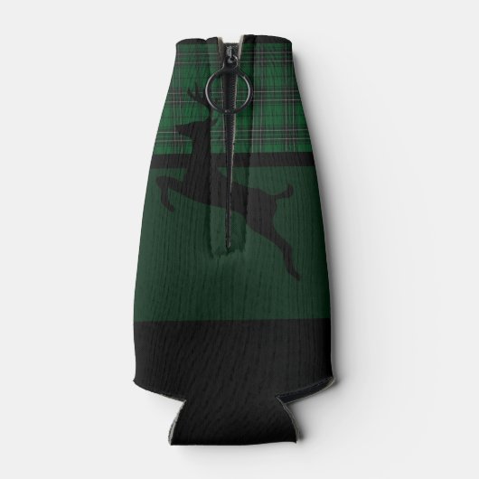 Groen geruite herten flesjeskoeler (Achterkant)