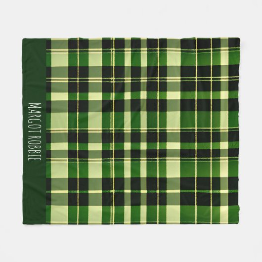 Groen geruite Mesh Brits geometrisch patroon Fleece Deken (Voorkant (Horizontaal))