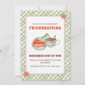 Groen geruite pompoen taart Thanksgiving Friendsgi Kaart (Voorkant)