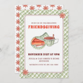 Groen geruite pompoen taart Thanksgiving Friendsgi Kaart (Voorkant / Achterkant)