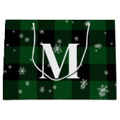 Groen geruite & sneeuwvlokken Monogram Initiaal Wi Groot Cadeauzakje (Voorkant)