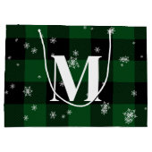 Groen geruite & sneeuwvlokken Monogram Initiaal Wi Groot Cadeauzakje (Achterkant)