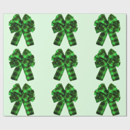 Groen geruite strikken inpakpapier